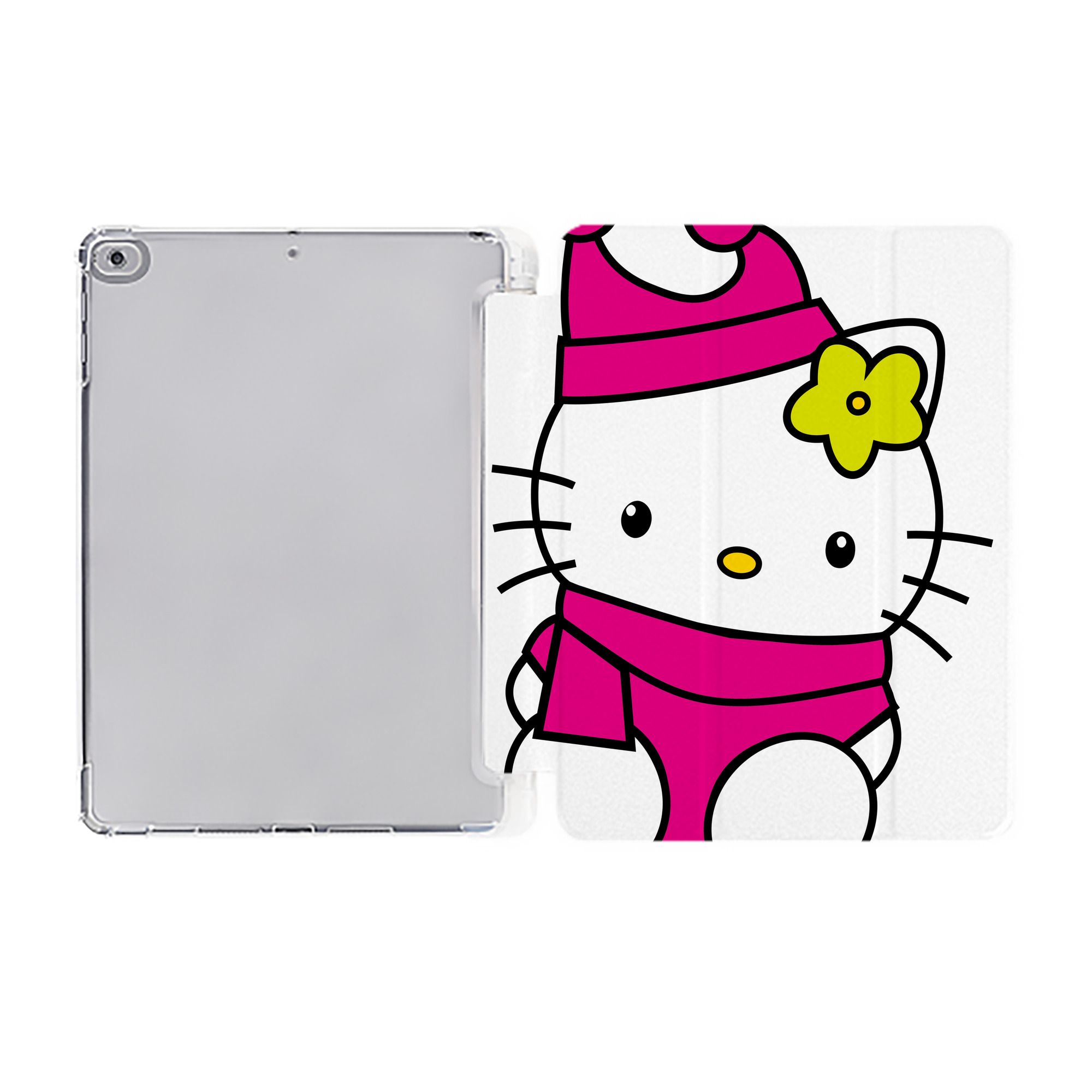 （画像用） Hello Kitty ハローキティ IPad ケース ペン収納付き 三つ折りスタンド PUレザー×シリコン 対応機種9.5/10.5/10.9インチ